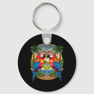 Parrot Drinking Margarita Summer Women Bird Lover Keychain