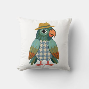 Parrot Fedora Throw Pillow