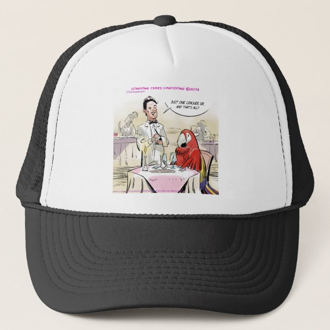 Parrot Fine Dining Funny Trucker Hat (Front)