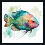 Parrot fish in watercolor  poster<br><div class="desc">Perfect for bedrooms,  bathrooms and living areas in your coastal beach house. This print features a watercolor painted parrot fish in shades of green,  blue and red. It matches our seaside decoration collection.</div>