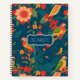 Parrot Floral Colourful Personalized Pattern Notebook