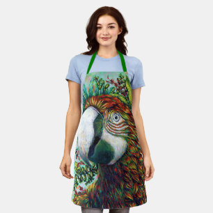 Parrot Floral Green Funny Cool Apron