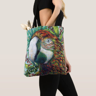Parrot Floral Tropical Green Funny Tote Bag