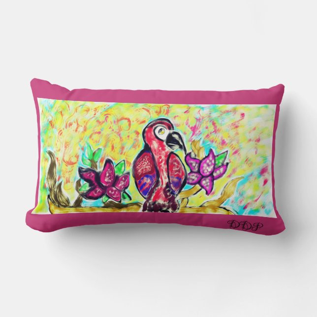 Parrot flowers lumbar pillow (Front)