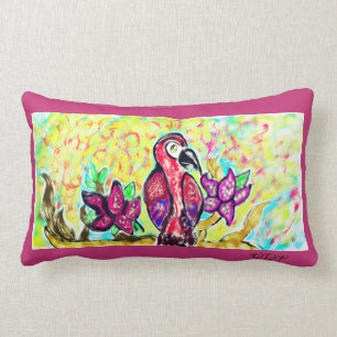 Parrot flowers lumbar pillow