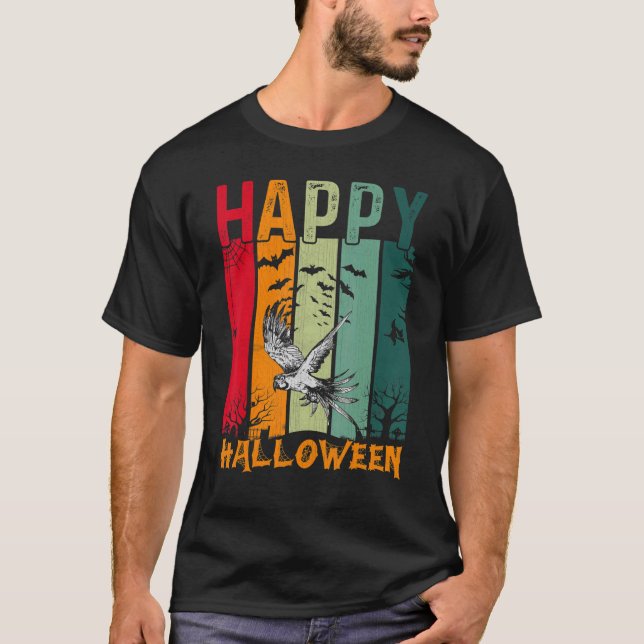 Parrot   Girls Boys Retro Style Halloween Dinner P T-Shirt (Front)
