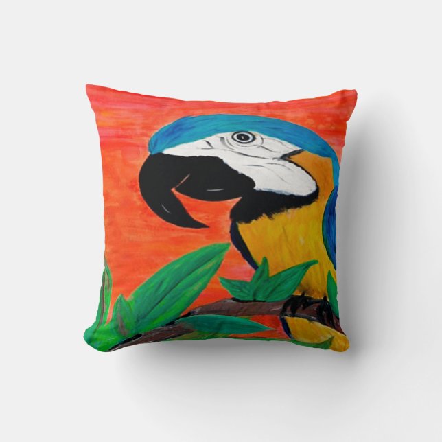 Parrot head Throw pillow (Front)