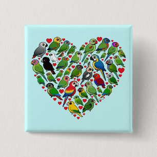 Parrot Heart 2 Inch Square Button