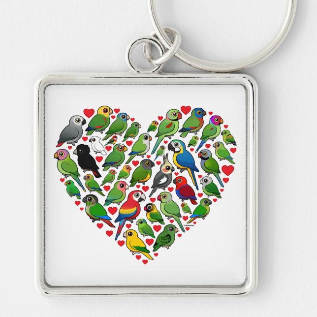 Parrot Heart Keychain (Front)