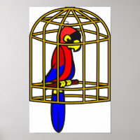 Parrot In A Cage Poster