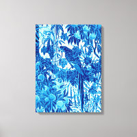 Parrot in a Jungle Setting, Indigo Blue and White