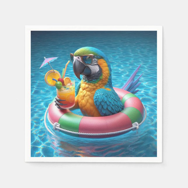Parrot In a Swimming Pool Napkin (Front)