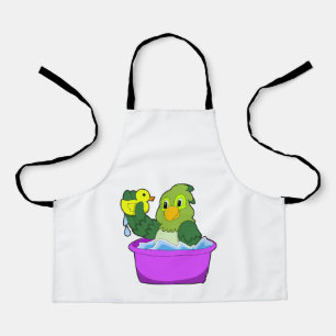 Parrot in Bathtub with Duck Apron