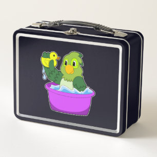 Parrot in Bathtub with Duck Metal Lunch Box