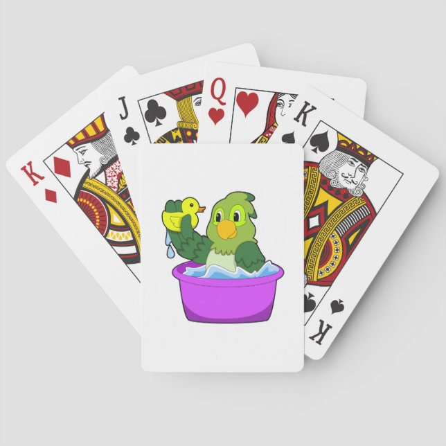 Parrot in Bathtub with Duck Playing Cards (Back)
