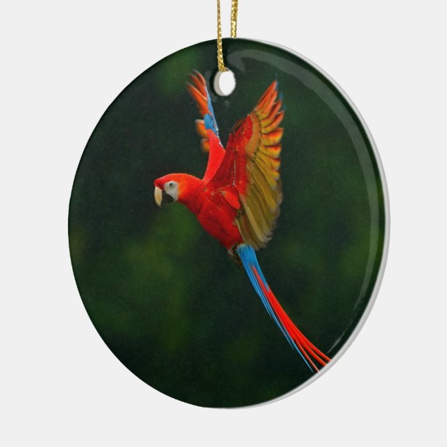 Parrot in Flight Ceramic Ornament (Left)