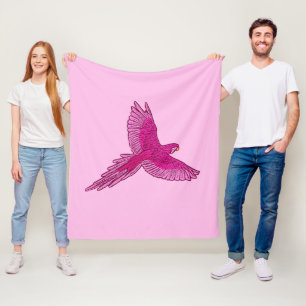 Parrot in Flight, Fuchsia and Ice Pink Fleece Blanket