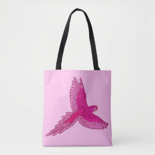 Parrot in Flight, Fuchsia and Ice Pink Tote Bag
