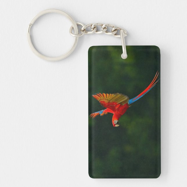 Parrot in Flight Keychain (Front)