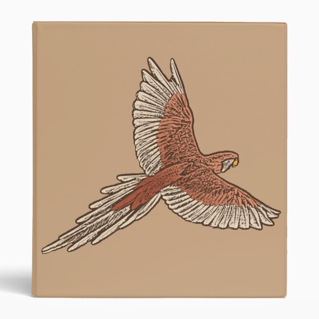 Parrot in Flight, Rust, Cream and Camel Tan 3 Ring Binder (Front)