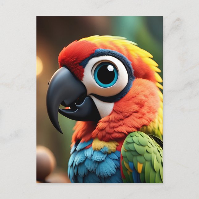 Parrot in the Jungle Anime, Postcrossing Postcard (Front)