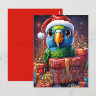 Parrot in the midst of Christmas gifts Postcard