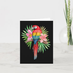 Parrot In Tropical Flowers Summer Beach Tiki Party Card