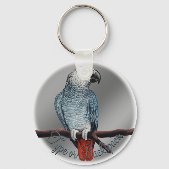 Parrot Keychain Personalized African Grey Keychain (Front)