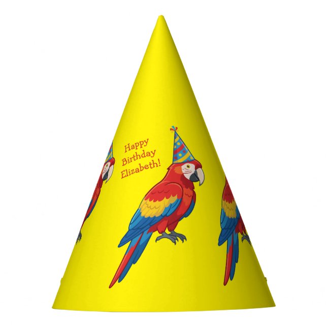 Parrot Kids Birthday Party Hat (Front)