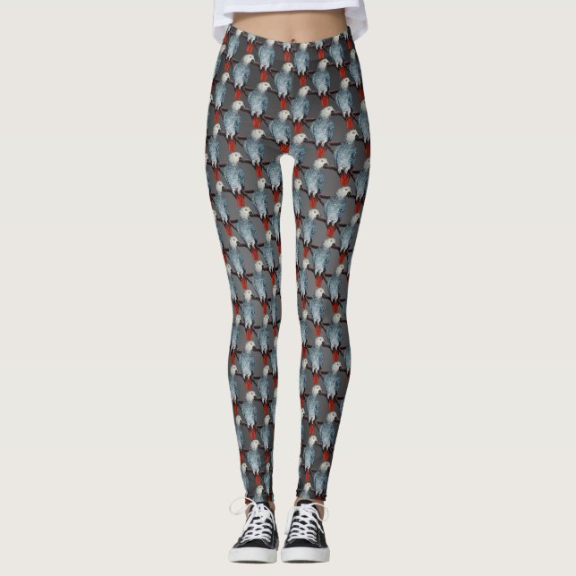 Parrot Leggings African Grey Parrot Art Leggings (Front)