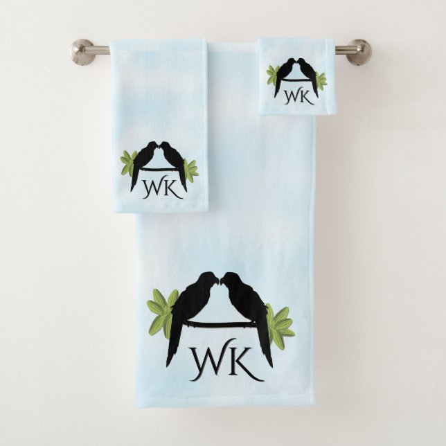 Parrot Love Monogram Bath Towel Set (Insitu)
