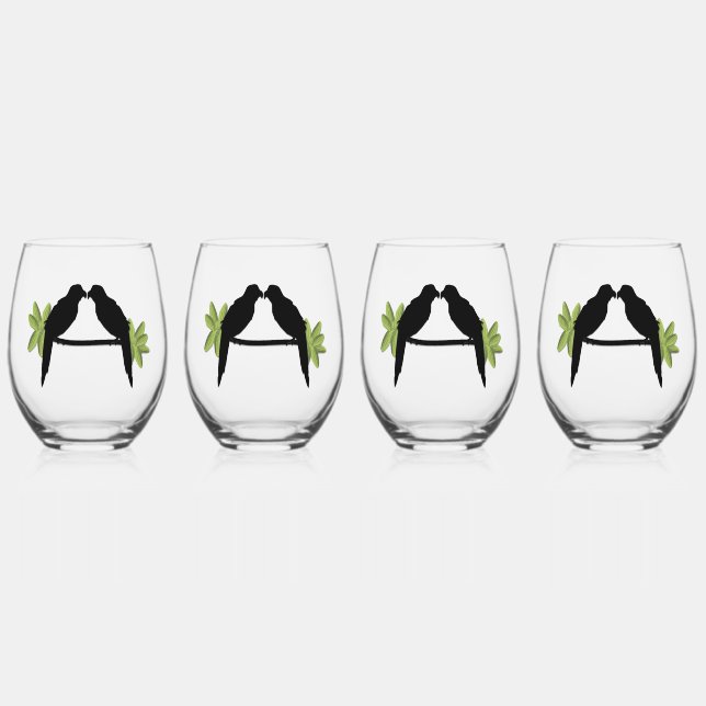 Parrot Love Stemless Wine Glass (Front)