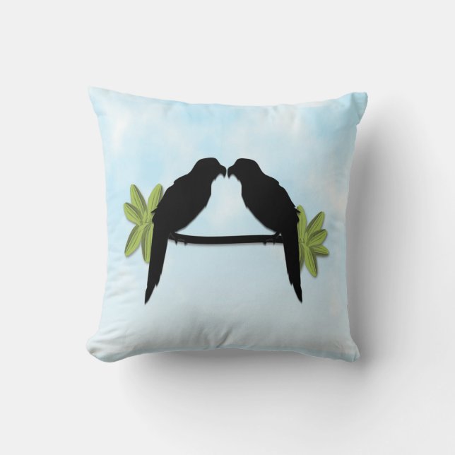 Parrot Love Throw Pillow (Front)