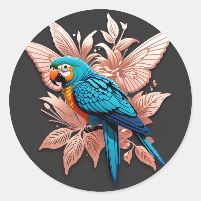Parrot Luxe Wallpaper Classic Round Sticker (Front)