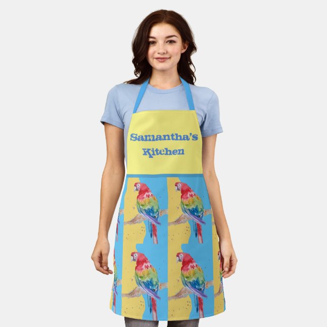 Parrot Macaw Pastel Blue Bird Birthday Girl Womens Apron (Worn)