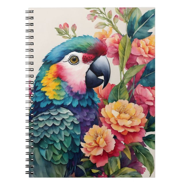 Parrot Notebook Colourful Floral Art (Front)