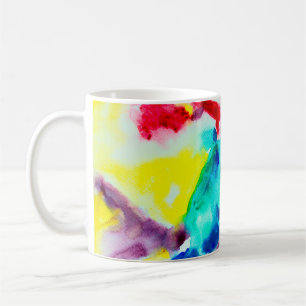 parrot on tree, bird Abstract Bright Watercolor gr Coffee Mug