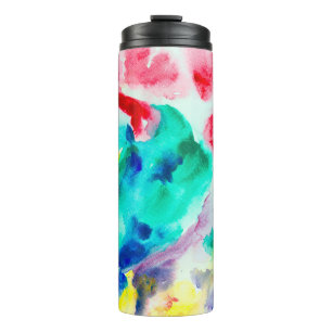 parrot on tree, bird Abstract Bright Watercolor gr Thermal Tumbler