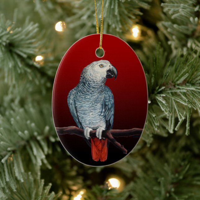 Parrot Ornament Personalize African Grey Ornament  (Tree)