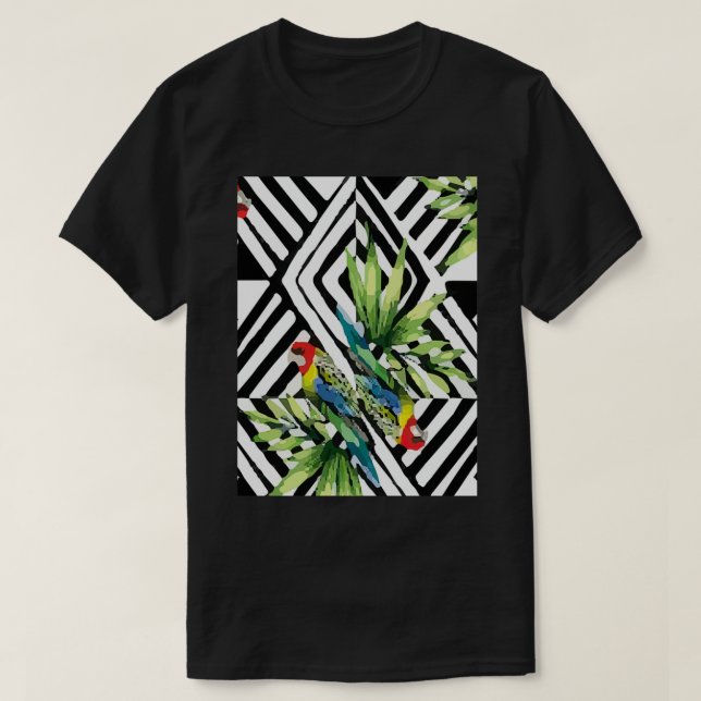 Parrot Palm Leaves Mirror Pattern 1 T-Shirt (Design Front)
