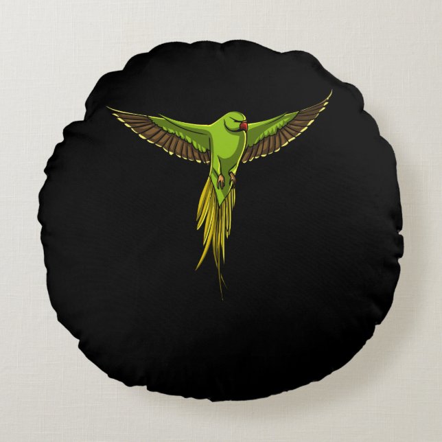 Parrot Parakeet Bird Round Pillow (Front)