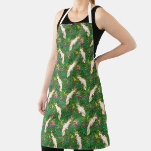 Parrot Pattern With Palm Leaves Apron