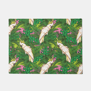 Parrot Pattern With Palm Leaves Doormat
