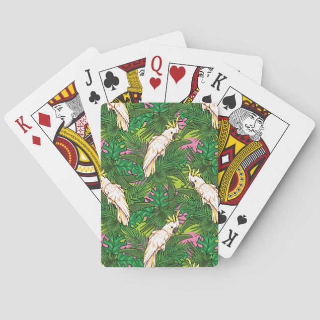 Parrot Pattern With Palm Leaves Playing Cards (Back)