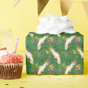 Parrot Pattern With Palm Leaves Wrapping Paper