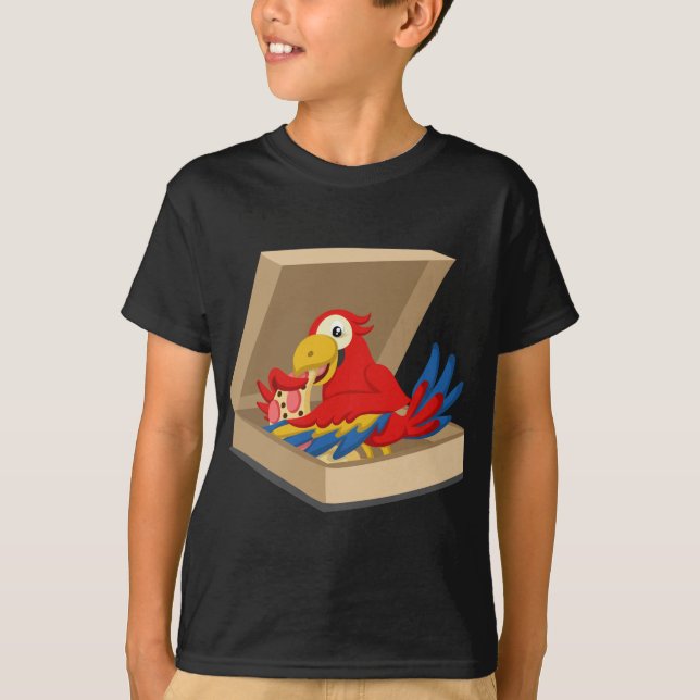 Parrot Pet Eating Pizza T-Shirt (Front)