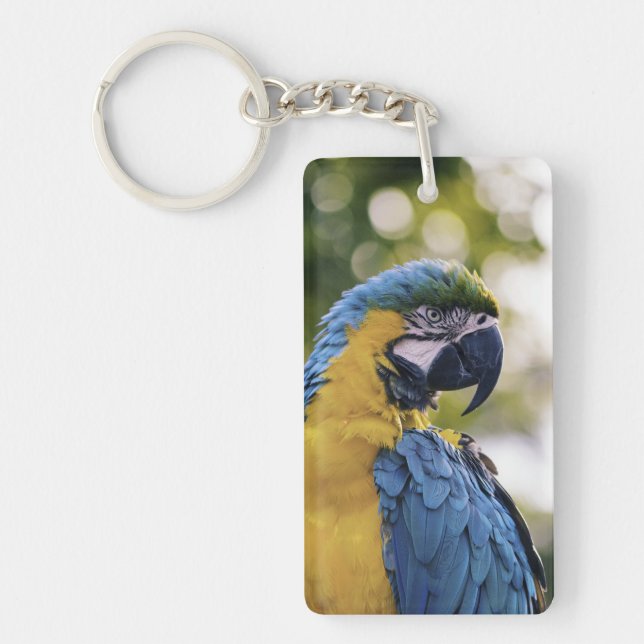 Parrot Profile Portrait Photograph Keychain (Front)