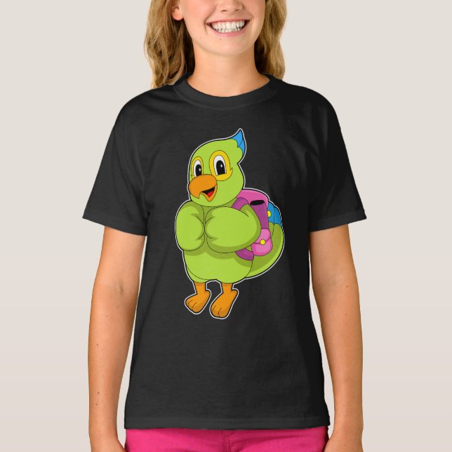 Parrot Pupil Backpack School T-Shirt (Front)
