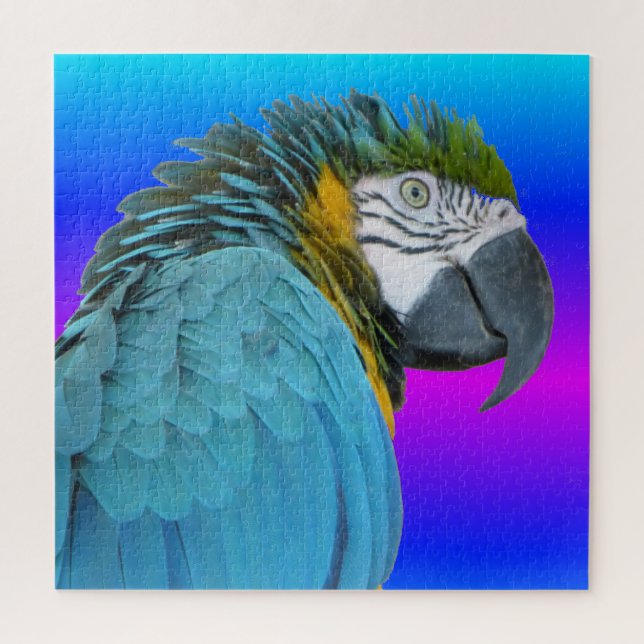 Parrot Puzzle: Blue Yellow Macaw Jigsaw Puzzle (Vertical)