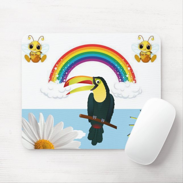 Parrot Rainbow Sun Floral  Mouse Pad! Mouse Pad (With Mouse)